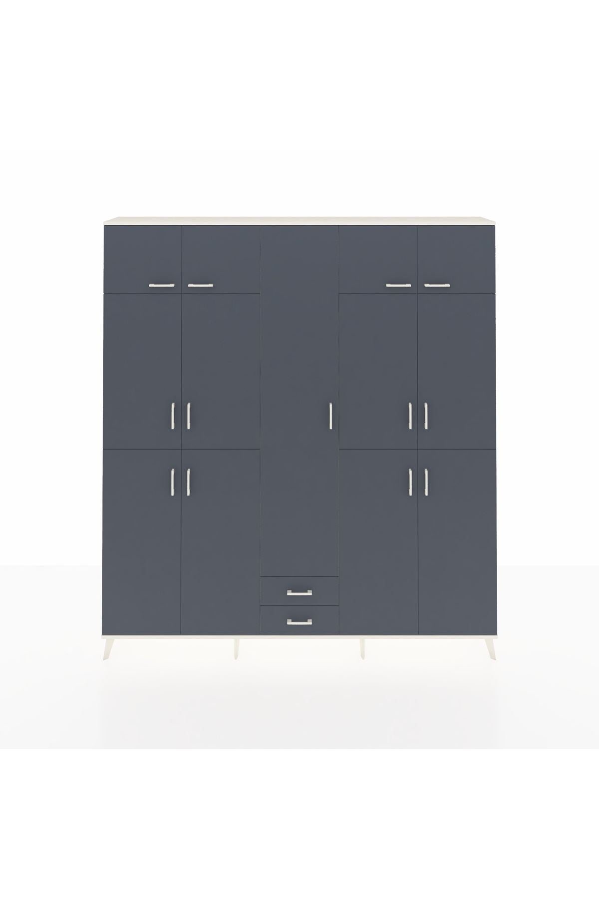 Arges Gardrop 10 Raflı 2 Çekmeceli 4 Askılı 220x30x243 Aytaşı-Antrasit