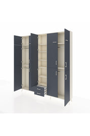 Arges Gardrop 10 Raflı 2 Çekmeceli 4 Askılı 220x30x243 Aytaşı-Antrasit