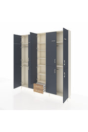 Arges Dolap 10 Raflı 2 Çekmeceli 4 Askılı 220x30x243 Aytaşı-Antrasit/Çam