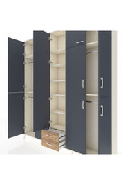 Arges Dolap 10 Raflı 2 Çekmeceli 4 Askılı 220x30x243 Aytaşı-Antrasit/Çam