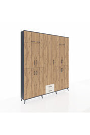 Arges Dolap 10 Raflı 2 Çekmeceli 4 Askılı 220x30x243 Antrasit-Çam/Aytaşı