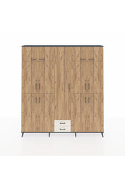 Arges Dolap 10 Raflı 2 Çekmeceli 4 Askılı 220x30x243 Antrasit-Çam/Aytaşı