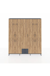 Arges Dolap 10 Raflı 2 Çekmeceli 4 Askılı 220x30x243 Antrasit-Çam/Antrasit