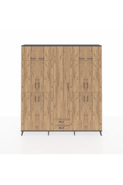 Arges Gardrop 10 Raflı 2 Çekmeceli 4 Askılı 220x30x243 Antrasit-Çam