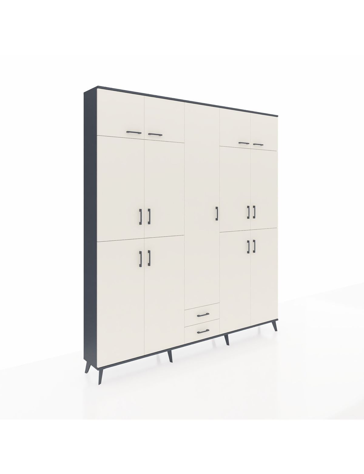 Arges Gardrop 10 Raflı 2 Çekmeceli 4 Askılı 220x30x243 Antrasit-Aytaşı