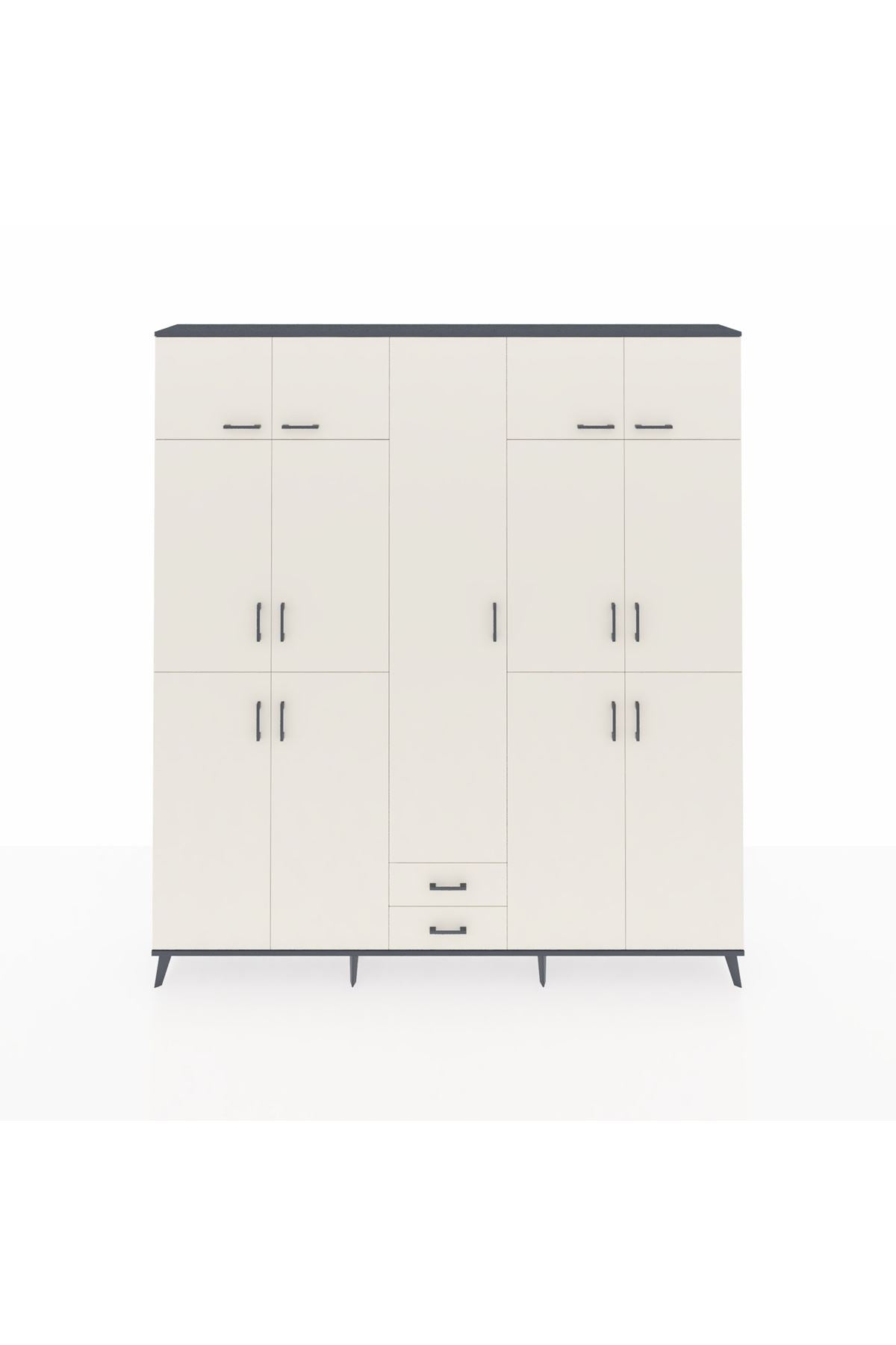 Arges Gardrop 10 Raflı 2 Çekmeceli 4 Askılı 220x30x243 Antrasit-Aytaşı