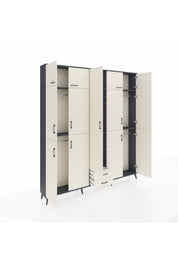 Arges Gardrop 10 Raflı 2 Çekmeceli 4 Askılı 220x30x243 Antrasit-Aytaşı