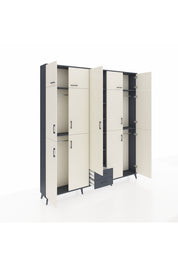 Arges Dolap 10 Raflı 2 Çekmeceli 4 Askılı 220x30x243 Antrasit-Aytaşı/Antrasit