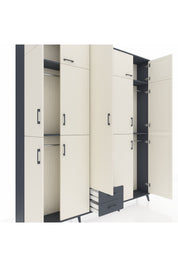 Arges Dolap 10 Raflı 2 Çekmeceli 4 Askılı 220x30x243 Antrasit-Aytaşı/Antrasit