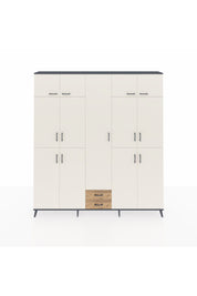 Arges Dolap 10 Raflı 2 Çekmeceli 4 Askılı 220x30x243 Antrasit-Aytaşı/Çam