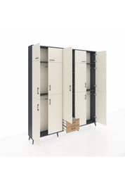 Arges Dolap 10 Raflı 2 Çekmeceli 4 Askılı 220x30x243 Antrasit-Aytaşı/Çam