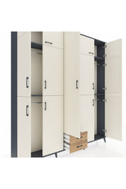 Arges Dolap 10 Raflı 2 Çekmeceli 4 Askılı 220x30x243 Antrasit-Aytaşı/Çam