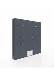 Arges Dolap 10 Raflı 2 Çekmeceli 4 Askılı 220x30x243 Antrasit-Antrasit/Aytaşı