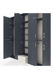 Arges Dolap 10 Raflı 2 Çekmeceli 4 Askılı 220x30x243 Antrasit-Antrasit/Aytaşı