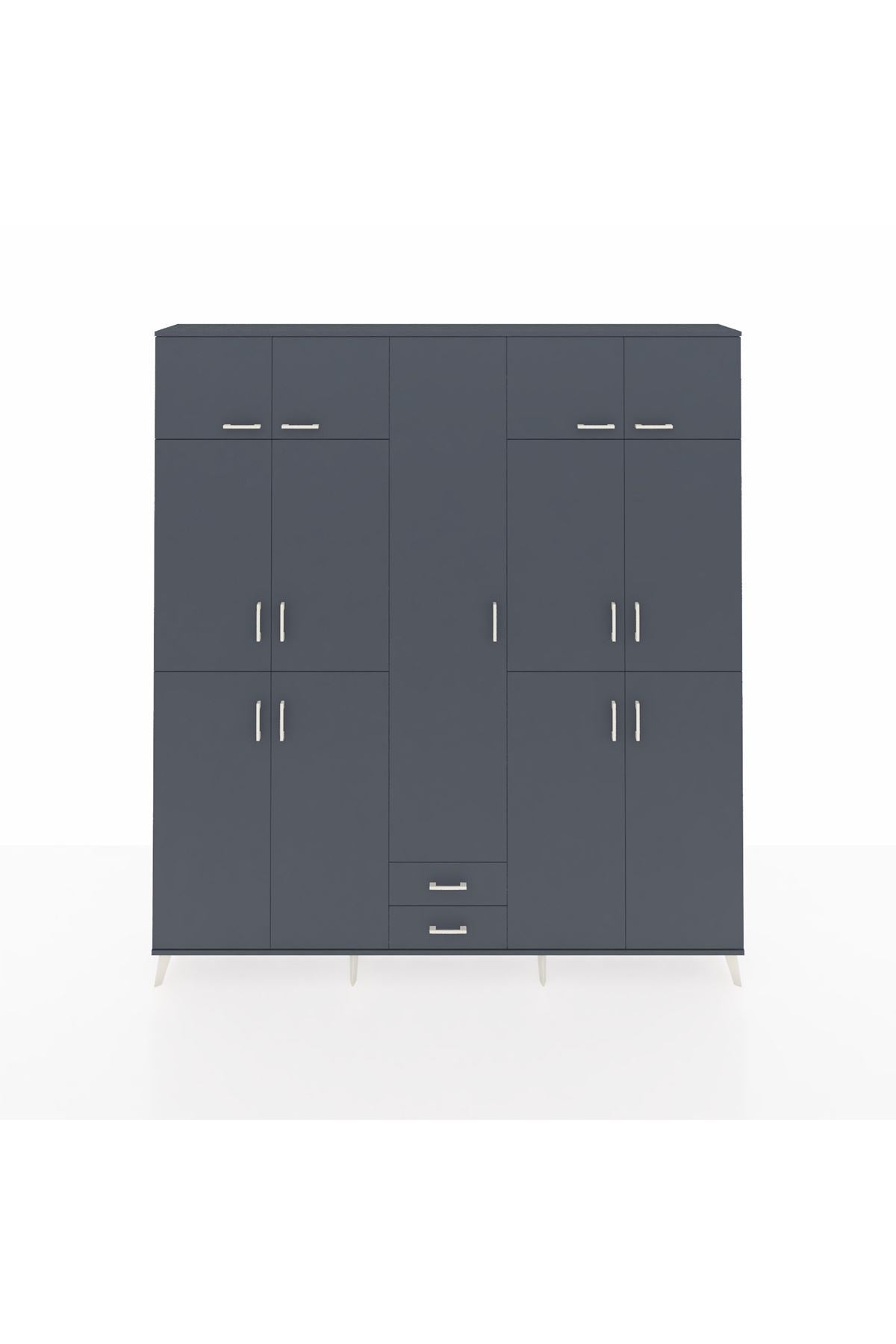 Arges Gardrop 10 Raflı 2 Çekmeceli 4 Askılı 220x30x243 Antrasit-Antrasit