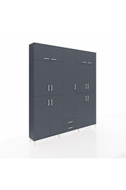 Arges Gardrop 10 Raflı 2 Çekmeceli 4 Askılı 220x30x243 Antrasit-Antrasit