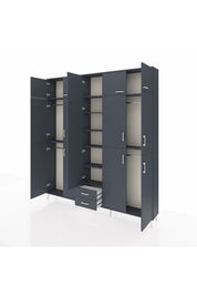 Arges Gardrop 10 Raflı 2 Çekmeceli 4 Askılı 220x30x243 Antrasit-Antrasit