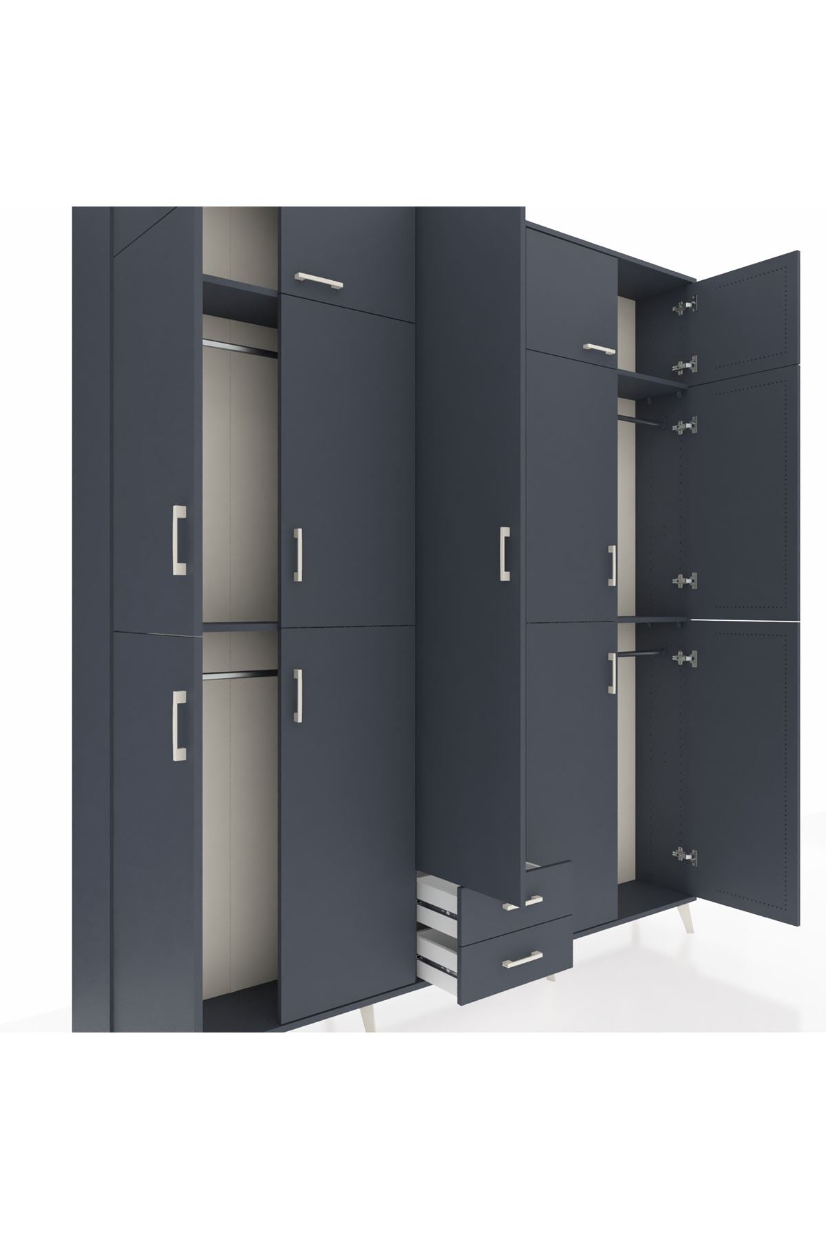 Arges Gardrop 10 Raflı 2 Çekmeceli 4 Askılı 220x30x243 Antrasit-Antrasit