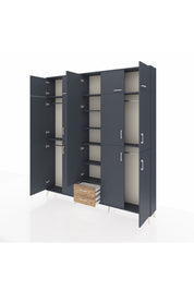 Arges Dolap 10 Raflı 2 Çekmeceli 4 Askılı 220x30x243 Antrasit-Antrasit/Çam