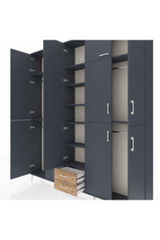 Arges Dolap 10 Raflı 2 Çekmeceli 4 Askılı 220x30x243 Antrasit-Antrasit/Çam