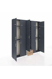 Arges Dolap 10 Raflı 2 Çekmeceli 4 Askılı 220x30x243 Antrasit-Antrasit/Çam