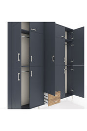 Arges Dolap 10 Raflı 2 Çekmeceli 4 Askılı 220x30x243 Antrasit-Antrasit/Çam