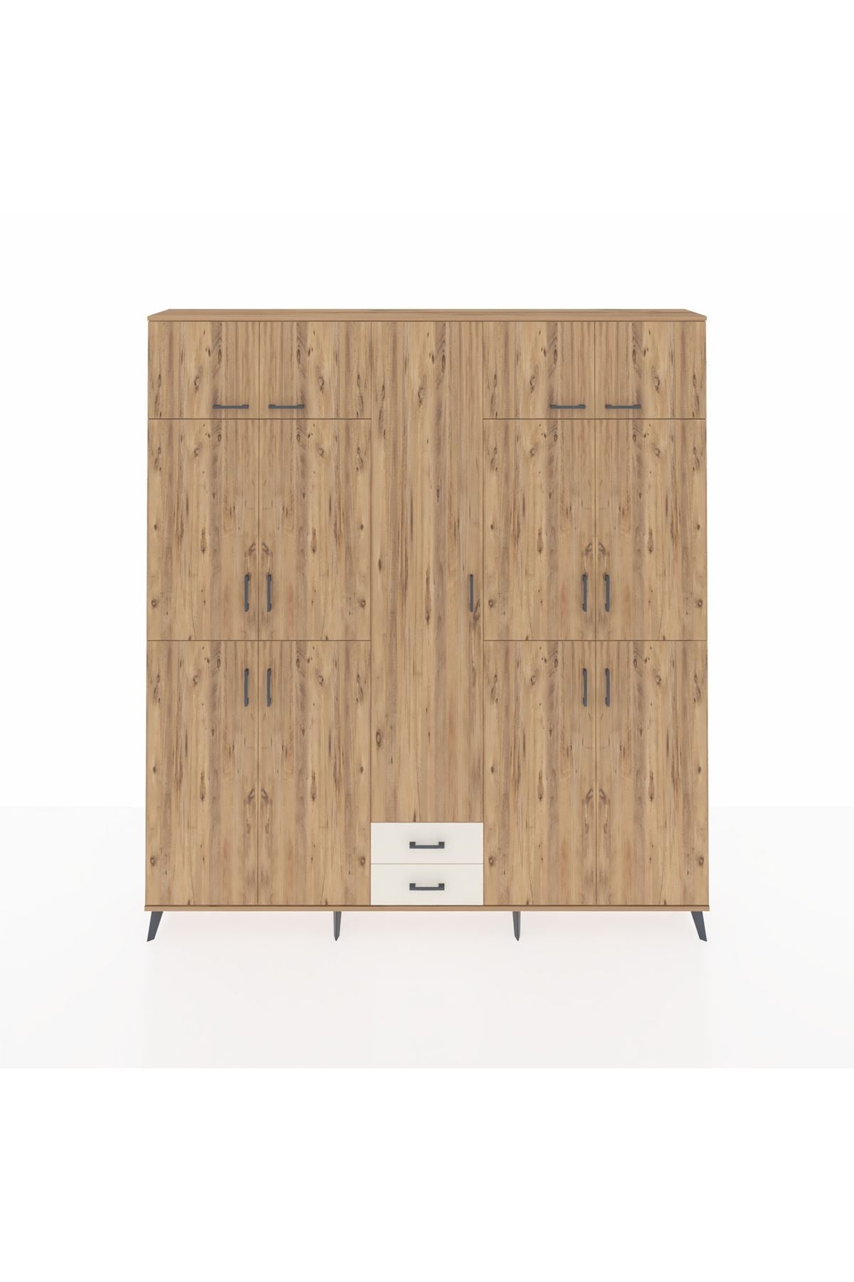 Arges Dolap 10 Raflı 2 Çekmeceli 4 Askılı 220x30x243 Çam-Çam/Aytaşı