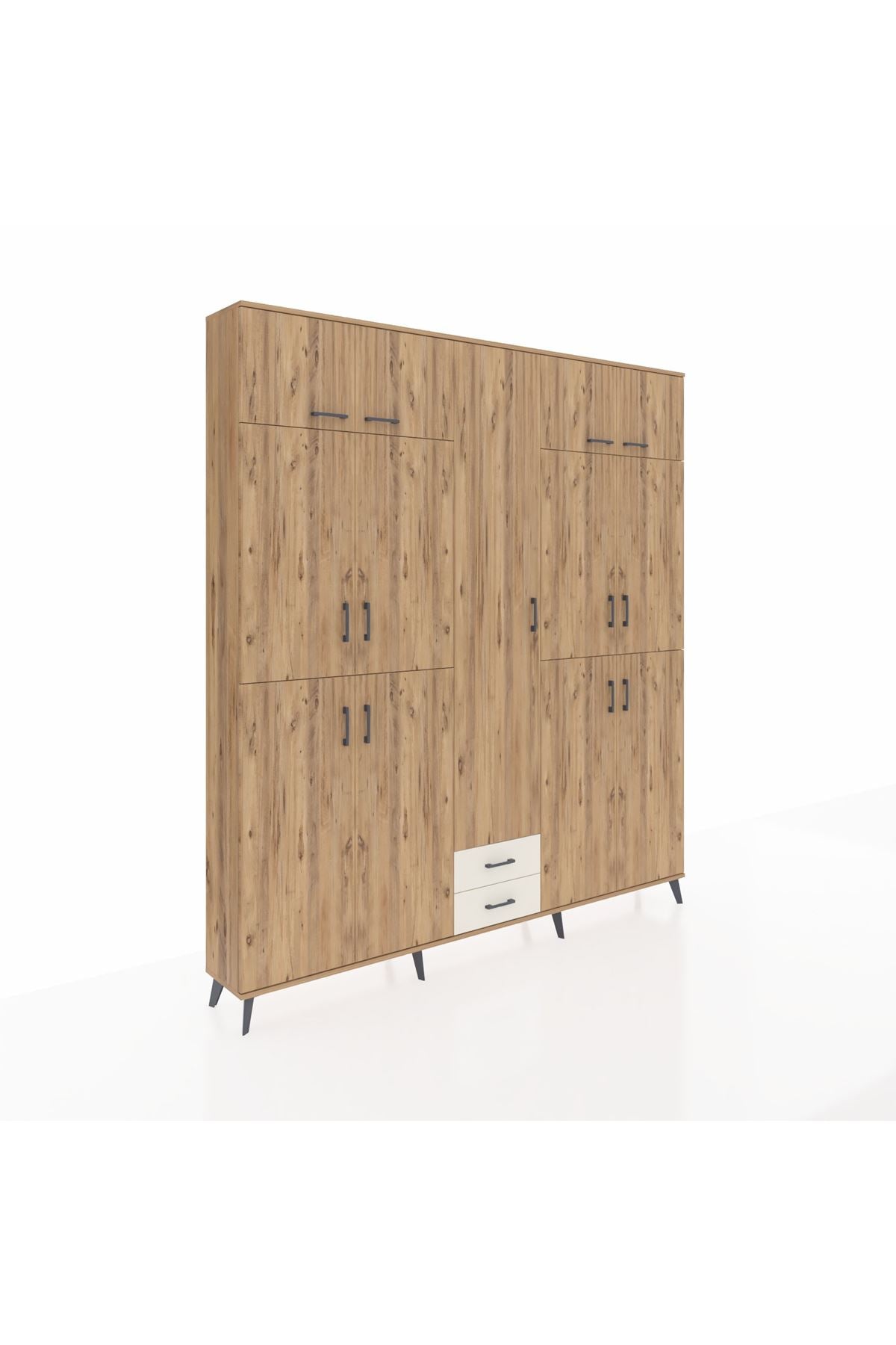 Arges Dolap 10 Raflı 2 Çekmeceli 4 Askılı 220x30x243 Çam-Çam/Aytaşı