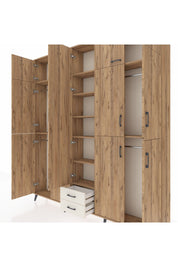 Arges Dolap 10 Raflı 2 Çekmeceli 4 Askılı 220x30x243 Çam-Çam/Aytaşı