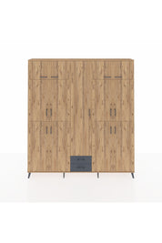 Arges Dolap 10 Raflı 2 Çekmeceli 4 Askılı 220x30x243 Çam-Çam/Antrasit