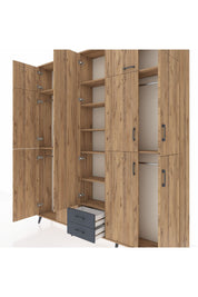 Arges Dolap 10 Raflı 2 Çekmeceli 4 Askılı 220x30x243 Çam-Çam/Antrasit