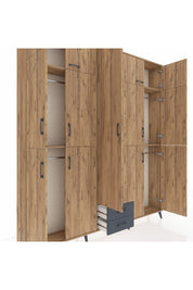 Arges Dolap 10 Raflı 2 Çekmeceli 4 Askılı 220x30x243 Çam-Çam/Antrasit