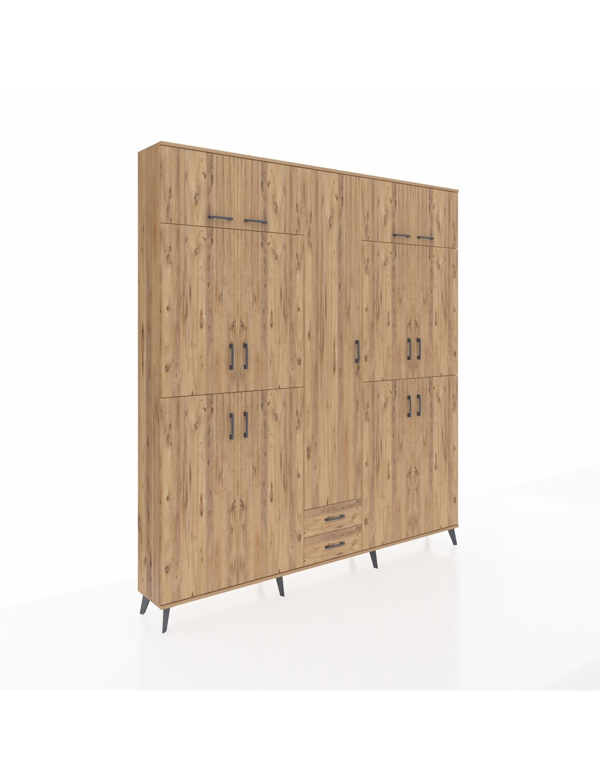 Arges Gardrop 10 Raflı 2 Çekmeceli 4 Askılı 220x30x243 Çam-Çam