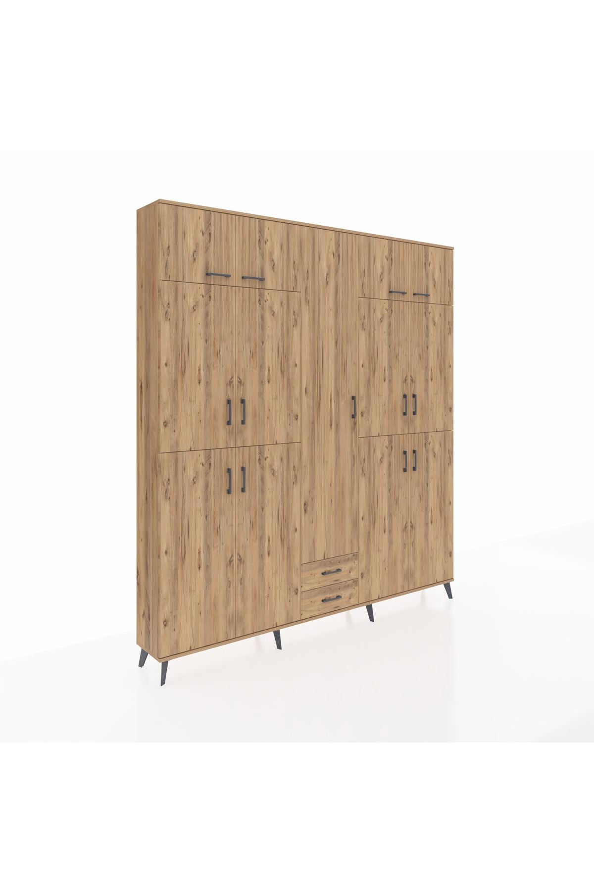 Arges Gardrop 10 Raflı 2 Çekmeceli 4 Askılı 220x30x243 Çam-Çam