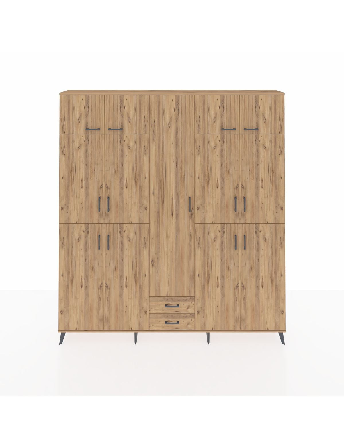 Arges Gardrop 10 Raflı 2 Çekmeceli 4 Askılı 220x30x243 Çam-Çam