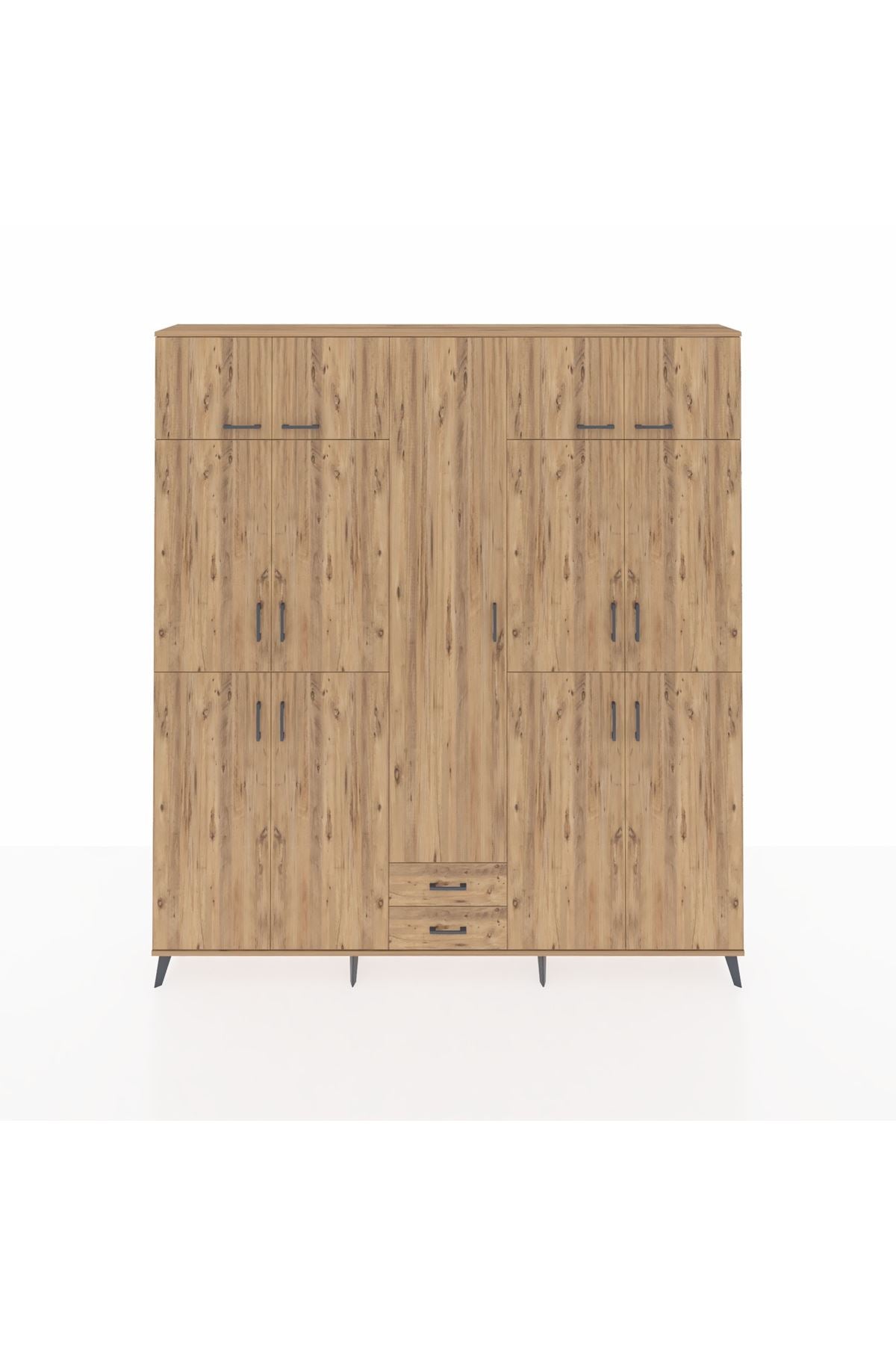 Arges Gardrop 10 Raflı 2 Çekmeceli 4 Askılı 220x30x243 Çam-Çam