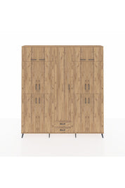 Arges Gardrop 10 Raflı 2 Çekmeceli 4 Askılı 220x30x243 Çam-Çam