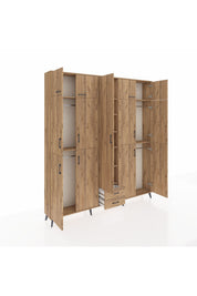 Arges Gardrop 10 Raflı 2 Çekmeceli 4 Askılı 220x30x243 Çam-Çam