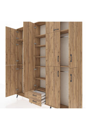 Arges Gardrop 10 Raflı 2 Çekmeceli 4 Askılı 220x30x243 Çam-Çam