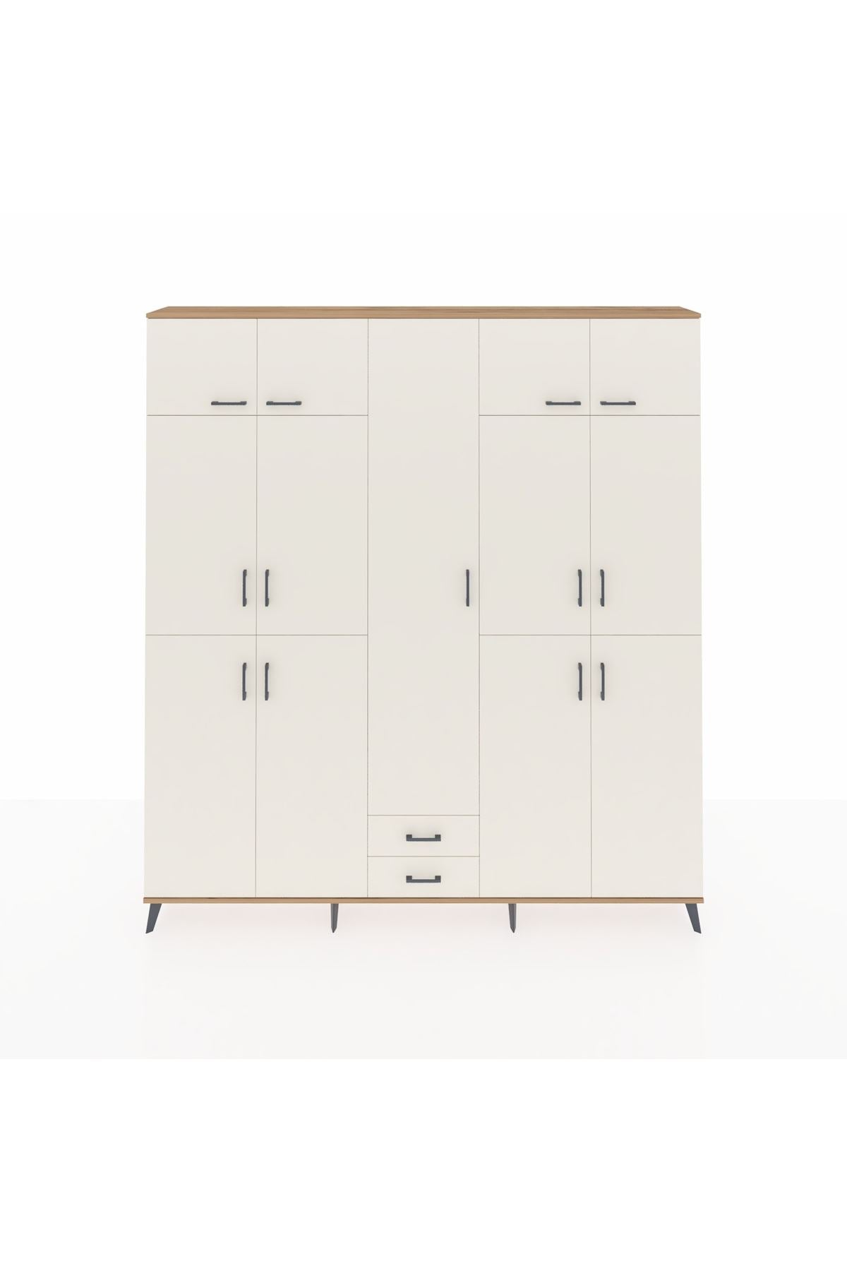 Arges Gardrop 10 Raflı 2 Çekmeceli 4 Askılı 220x30x243 Çam-Aytaşı