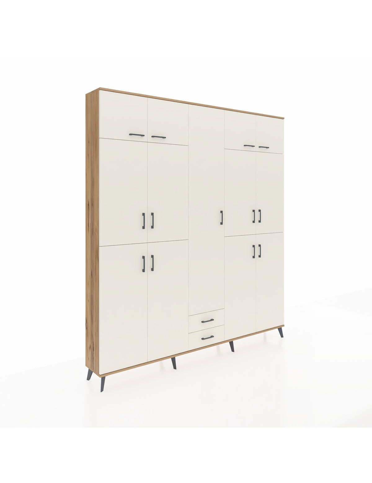 Arges Gardrop 10 Raflı 2 Çekmeceli 4 Askılı 220x30x243 Çam-Aytaşı