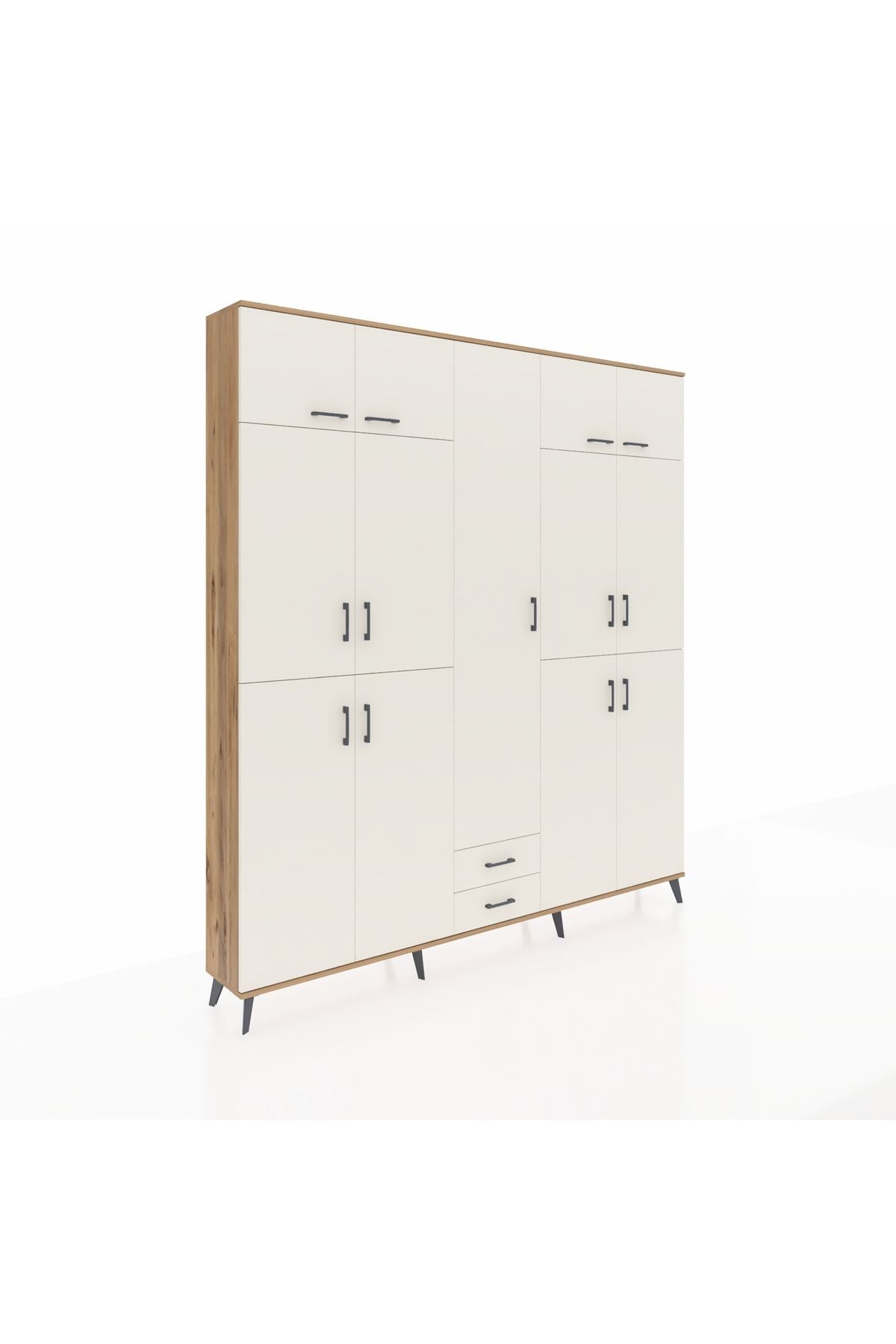 Arges Gardrop 10 Raflı 2 Çekmeceli 4 Askılı 220x30x243 Çam-Aytaşı