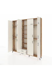 Arges Gardrop 10 Raflı 2 Çekmeceli 4 Askılı 220x30x243 Çam-Aytaşı