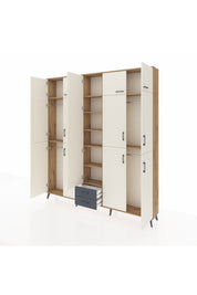 Arges Dolap 10 Raflı 2 Çekmeceli 4 Askılı 220x30x243 Çam-Aytaşı/Antrasit