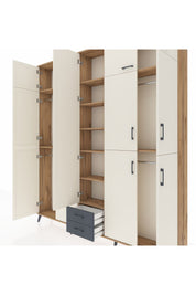 Arges Dolap 10 Raflı 2 Çekmeceli 4 Askılı 220x30x243 Çam-Aytaşı/Antrasit