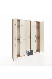 Arges Dolap 10 Raflı 2 Çekmeceli 4 Askılı 220x30x243 Çam-Aytaşı/Antrasit