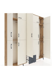 Arges Dolap 10 Raflı 2 Çekmeceli 4 Askılı 220x30x243 Çam-Aytaşı/Antrasit