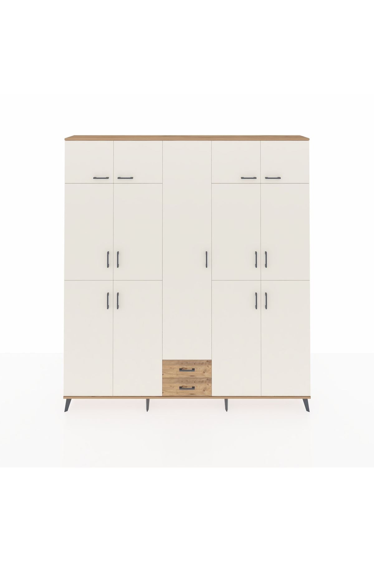 Arges Dolap 10 Raflı 2 Çekmeceli 4 Askılı 220x30x243 Çam-Aytaşı/Çam