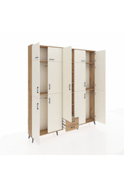 Arges Dolap 10 Raflı 2 Çekmeceli 4 Askılı 220x30x243 Çam-Aytaşı/Çam