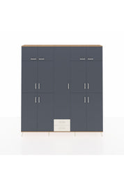 Arges Dolap 10 Raflı 2 Çekmeceli 4 Askılı 220x30x243 Çam-Antrasit/Aytaşı